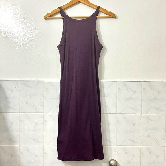 NWT Madewell Purple M Minimalist Supima Cotton Ribbed Casual Stretch Mini Dress - Picture 6 of 10